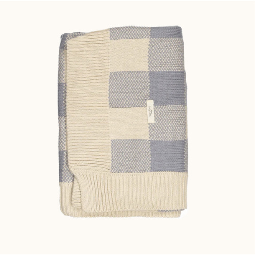 The Gingham Knit Blanket - Slate