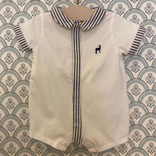 Baby Jumpsuit in White with Blue Stripe Details – Shop Amour