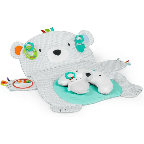 Bright Starts Tummy Time Prop & Play Baby Activity Mat with Support Pillow & Taggies - Polar Bear 35 x 29.5 in., Newborn and up