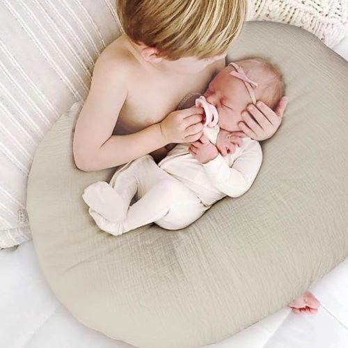 Nursing Pillow Cover,Muslin Cotton,Removable Cover for Breastfeeding Pillows, 2-Pack Pillow Covers, Ultra-Soft Baby Nursing Pillow, Fits Newborn Feeding Pillow 22.5IN*18IN (Sand) - Wheat