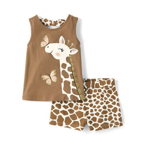 The Children's Place Toddler Girls Tank & Shorts Giraffe Set, 2-Piece, Sizes 12M-5T