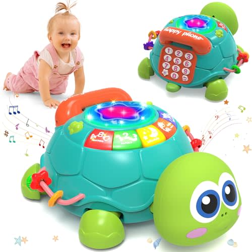 Hanayo Baby Toys 6 to 12 Months,Musical Turtle Crawling Girl Toys for 12-18 Months,Infant Early Learning Educational Toy,Girl & Boy Gift Essentials for Newborn 7 8 9 11+ Months 1-2 Year Old(Green)