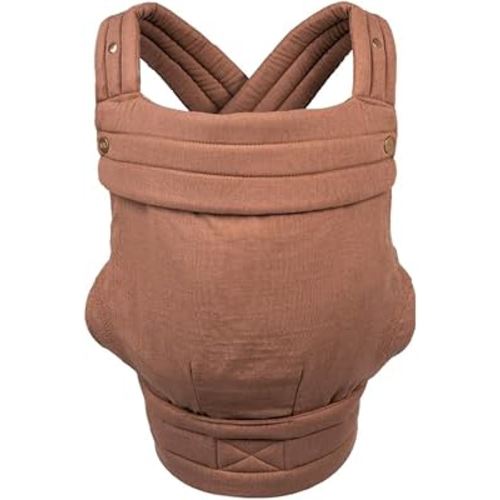 Mabē Monarch Ergonomic Baby Carrier – Premium Cotton Soft Structured Newborn to Toddler Carrier with Hip-Healthy Design, 3 Carry Positions (7-35lbs), Lightweight & Breathable, (Mocha)