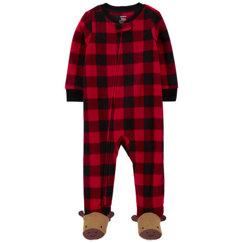Baby 1-Piece Buffalo Check Fleece Footie Pajamas