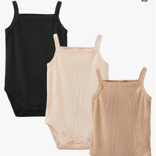 OPAWO Onsies for Baby Girls' Bodysuits 3 Pack Neutral Baby Clothes Spaghetti Strap & Long Sleeve Fall Baby Undershirt 0-2T
