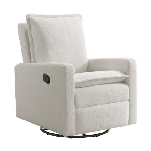 Oxford Baby Uptown Swivel Rocker/Recliner in Boucle White