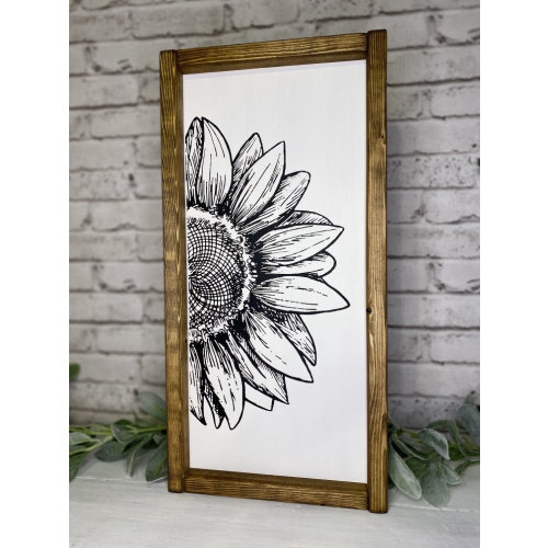 Sunflower Hand Painted Framed Wood Sign, Sunflower Wall Art, Nursery Decor, Boho Home Decor