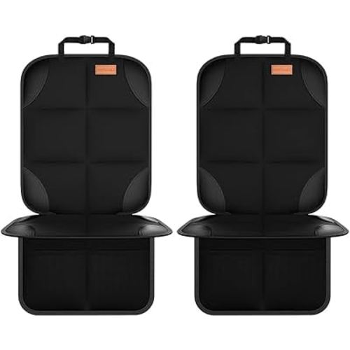 Car Seat Protector, 2Pack ThickPadding and Non-Slip Backing - Black