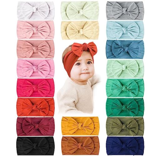 Prohouse 20PCS Baby Nylon Headbands Hairbands Hair Bow Elastics for Baby Girls Newborn Infant Toddlers Kids
