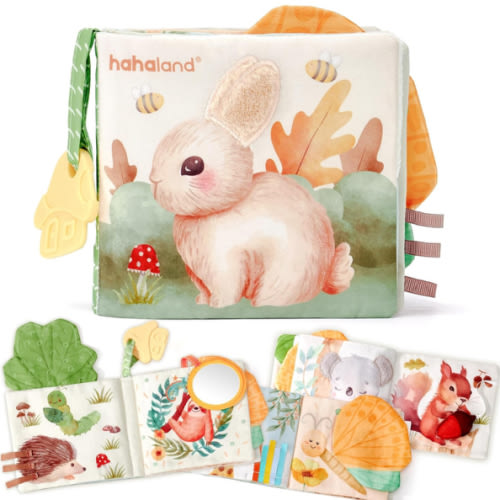 Baby Books 0-6 Months,Tummy Time Sensory Baby Toys 6 to 12 Months Touch Feel Book Textured Animals Mirror & Crinkle Paper Baby Shower Gifts Christmas Stocking Stuffers for Boys Girl 0 3 6 9 12 Months