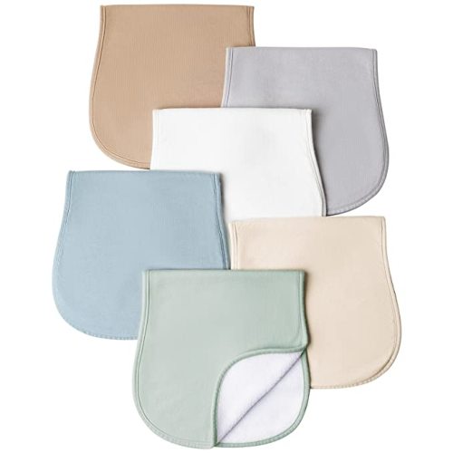 Konssy Baby Burp Cloths Sets for Unisex- 6 Pack Large Cotton Burping Cloth for Newborn，Baby Girls and Boys - Light Color