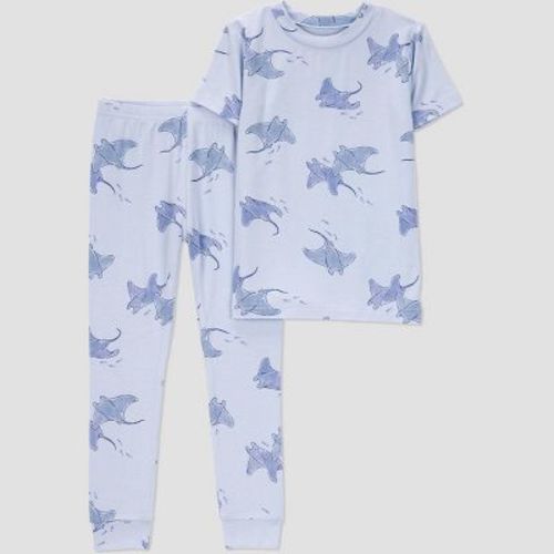 Carter's Just One You®️ Toddler Boys' 2pc Snug Fit Sting Rays Comfy Soft Pajama Set - Blue 3T: Crew Neck, Elastic Waistband