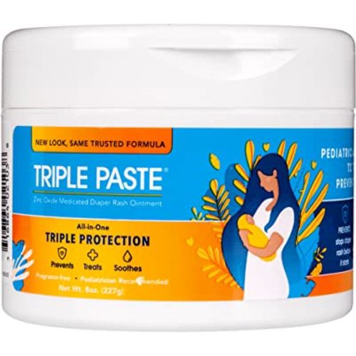 Triple Paste Diaper Rash Cream for Baby - 8 Oz Tub - Zinc Oxide Ointment Treats, Soothes and Prevents Diaper Rash - Pediatrician-Recommended Hypoallergenic Formula with Soothing Botanicals