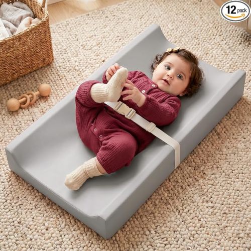 Mallify Baby Changing Pad, Waterproof & Wipeable Vegan Leather Diaper Changing Mat, Non-Slip Changing Pad for Dresser, Changing Table (Grey)