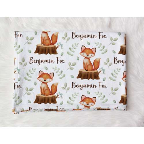 Baby Boy Personalized Fox Name Blanket, Fox Baby Name Blanket, Minky Baby Blanket, Fox Baby Boy Blanket, Baby Shower Gift, Sherpa Blanket