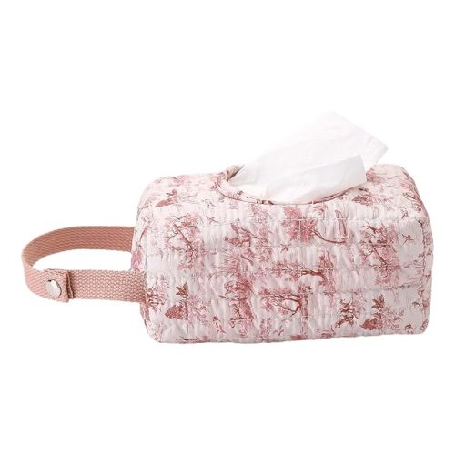 Quilted Baby Wipe Holder Floral Wipe Pouch Portable Mommy Bag with Lanyard for Car, Stroller