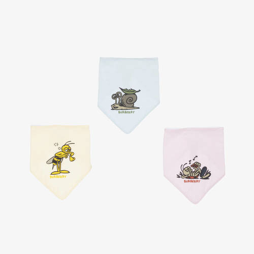 Burberry - Organic Cotton Bug Print Baby Bibs (3 Pack) | Childrensalon