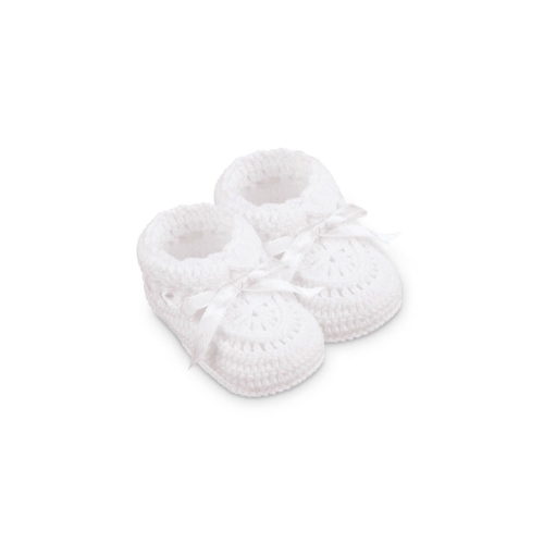 Jefferies Socks Hand Crochet Ribbon Bootie - White | Berings