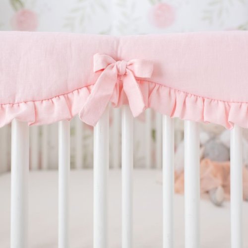Bloomfield Blush Linen Crib Rail Cover