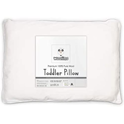 Woolino Toddler Pillow, Premium Breathable 100% Wool Fill & Cotton Cover Baby Sleeping Pillow, Small Kids Travel Size, 14x19