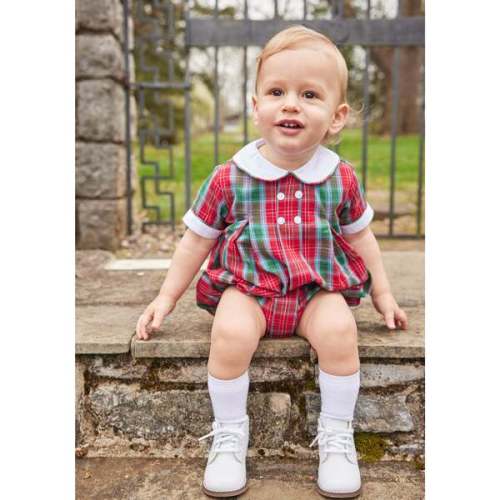 Little English Peter Pan Collar Short Sleeve Plaid Eli Bubble, Stafford Plaid - Little English | Maisonette