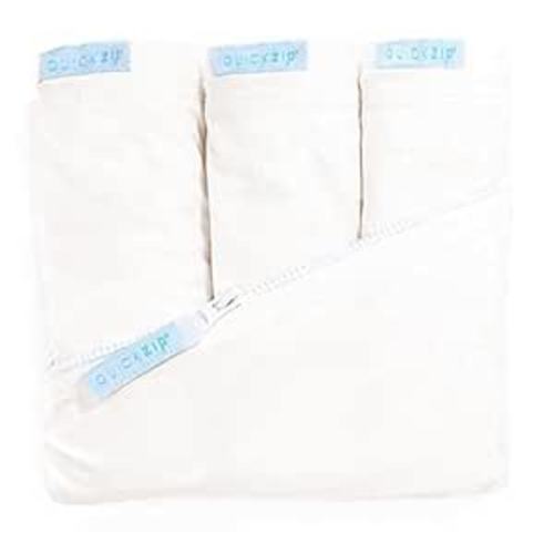QuickZip Crib Sheet Set - Faster, Safer, Easier Baby Crib Sheets - Includes Ivory Wraparound Base & 3 Zip-On Crib Sheets – Ivory 100% Cotton - Fits All Standard Crib Mattresses