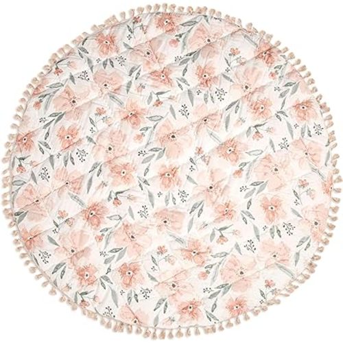 Crane Baby Activity Mat, Baby Play Mat for Boys and Girls, Pink Floral, 40" x 40", Baby Must Haves, Infant Play Mat, Tummy Time Baby Floor Mat, Kids Play Mat, Tummy Time Mat, Baby Girl Play Mat