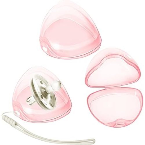 Nisxabebe Pacifier Case,3 Pack BPA Free Pacifiers Holder Case with Lanyard for Diaper Bag,Pacifiers Container Box for Baby Binky Nipple Travel,Essential Pacifier Accessories,Easy to Clean,Pink