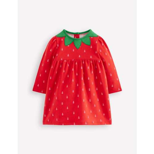 Novelty Sweatshirt Dress-Strawberry Tart Red