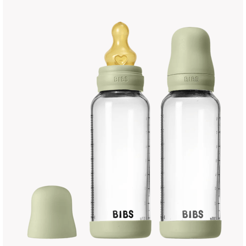 BIBS Glass Baby Bottle 8oz Latex 2-Pack Sage | Medium Flow – Bibsworld store US