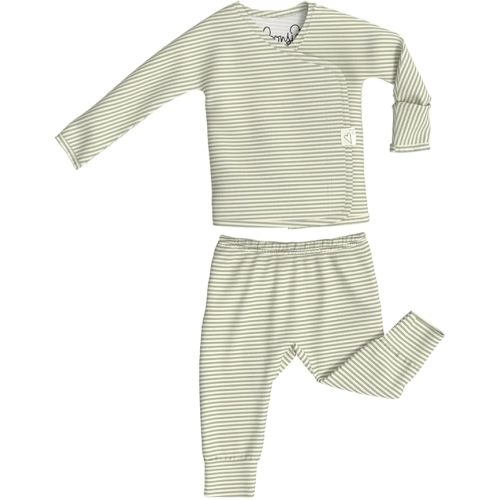 Bonsie Skin to Skin Babywear Two Piece Set - Baby Two Piece with Green Striped Pattern - Mint Twist