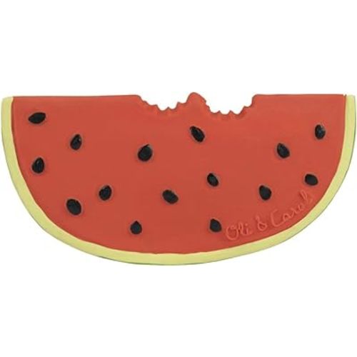 Oli & Carol Natural Rubber Teether - Fruit Shaped Teething Toy for Babies 0-12 Months | Baby Teething Relief | Teethers for Infants 0-6 & 6-12 Months | Natural Hevea Rubber (Wally The Watermelon)