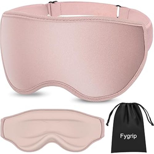 3D Cooling Eye Mask Sleep Mask for Men & Women, 100% Pressure-Free & Light Block-Out Eye Mask for Sleep with Easy Adjustable Strap, Night Eye Cover for Travel, Pink