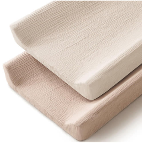 Changing Pad Cover for Neutral Baby Muslin Soft Cotton Diaper Changing Table Pad Cover Changing Pad Sheets for Girls and Boys - 2 Pack(Clay & Ivory)