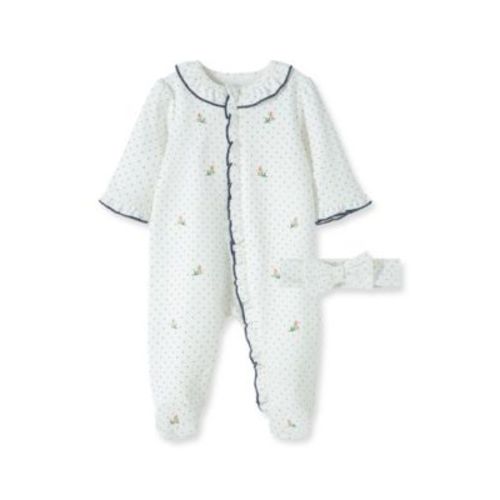 Baby Girls Rosebud Footed Coverall and Headband, 2 Piece Set