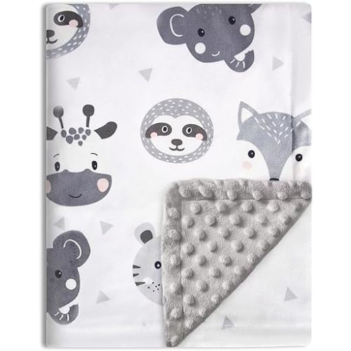 Baby Blanket Super Soft Plush with Double Layer Dotted Backing, Lovely Brown Animals Printed Unisex Design Receiving Blanket, 30x40 Inch