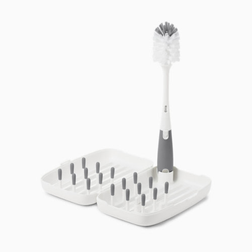 OXO Tot On-The-Go Drying Rack & Bottle Brush - Grey