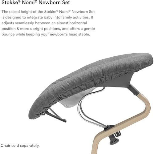 Stokke Nomi Newborn Set, Grey/Grey Sand - Includes 5-Point Safety Harness & Reversibile, Washable Textile Set - Fits All Stokke Nomi Chairs