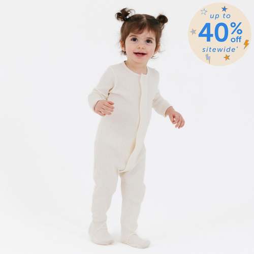 whipped cream ribbed cotton magnetic parent favorite footie – Magnetic Me