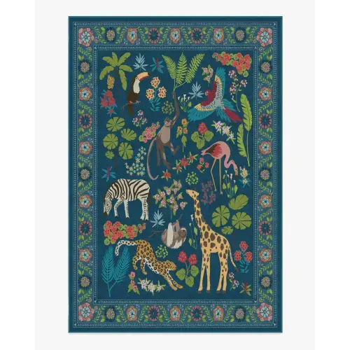 Iris Apfel Jingle Jungle Royal Blue Rug | Ruggable