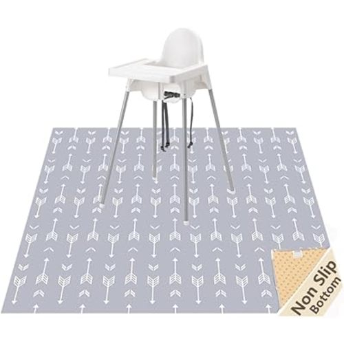51" Splat Mat for Under High Chair/Arts/Crafts, WOMUMON Baby Washable Spill Mat Waterproof Anti-Slip Floor Splash Mat, Portable Play Mat and Table Cloth (Arrow, 51")