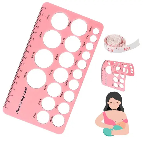 Nipple Ruler for Flange Sizing, Nipple Measurement Tool for Flanges, Silicone and Soft Nipple Flange Measure Tool, Breast Pump Nipple Size Ruler for New Mothers