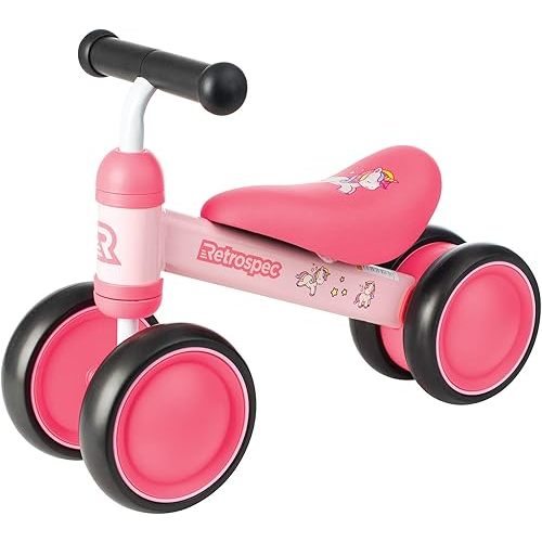 Retrospec Cricket Baby Walker Balance Bike with 4 Wheels for Ages 12-24 Months - Toddler Bicycle Toy for 1 Year Old’s - Ride On Toys for Boys & Girls