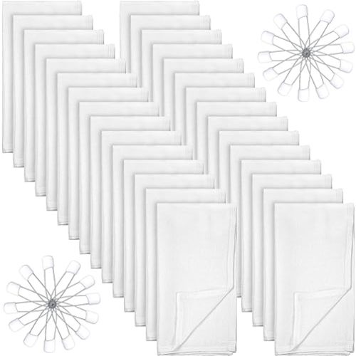 Zomiboo 30 Pack Birdseye Cotton Diapers for Babies Large 27 x 27 Inch Reusable Burp Cloths with 30 Diaper Pins for Babies Boy Girl Toddlers