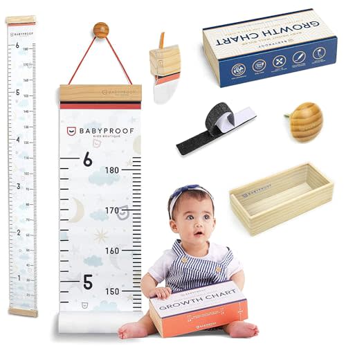 Growth Chart for Kids by Baby Proof - Measuring Height Chart and Kids Decor! Meaningful Memories Through Kid Size Chart Measurement. Night Sky Growth Chart Ruler for Wall with Wooden Keepsake Box