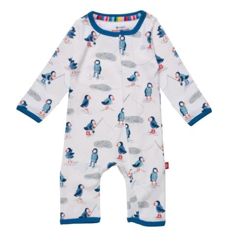 stud puffin organic cotton magnetic fuss free coverall – Magnetic Me