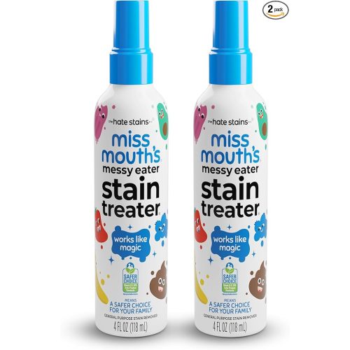 Miss Mouth's Messy Eater Stain Treater Spray - 4oz 2 Pack Stain Remover - Newborn & Baby Essentials - No Dry Cleaning Food, Grease, Coffee Off Laundry, Underwear, Fabric