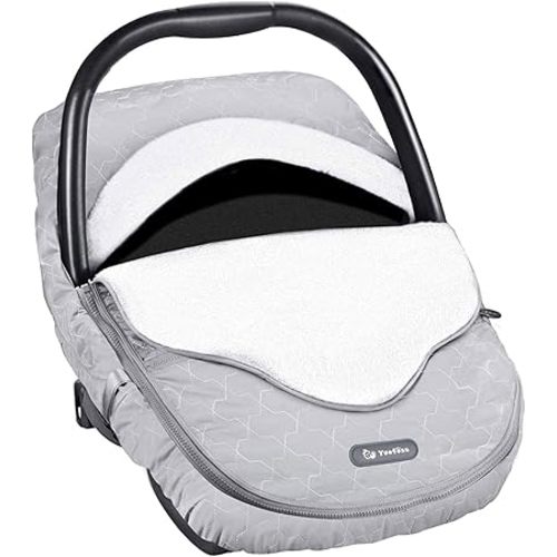 Yoofoss Baby Car Seat Cover Winter Carseat Canopies Cover to Protect Baby from Cold Wind, Super Warm Plush Fleece Baby Carrier Cover for Infant Boys Girls (Grey)