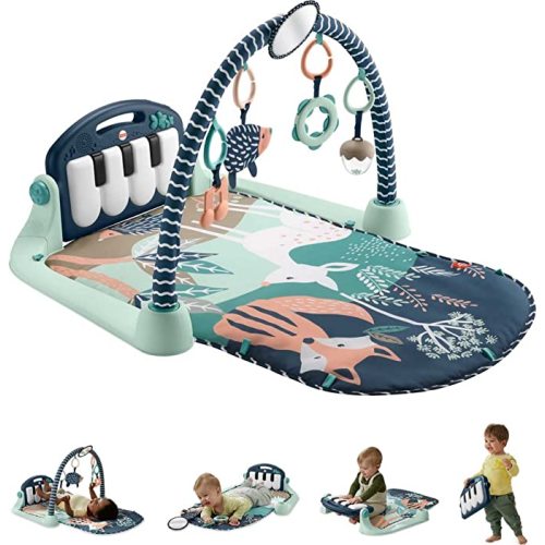 Fisher-Price Baby Playmat Kick & Play Piano Gym With Musical And Sensory Toys For Newborn To Toddler, Navy Fawn