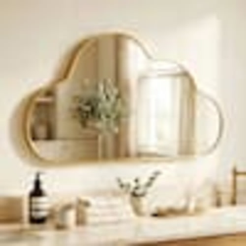 Hochwertiges 39 in. W x 24 in. H Cloud-shaped Gold Aluminum Alloy Framed Wall Mirror Asymmetrical Wall Mirror MR045GOD-M-HD